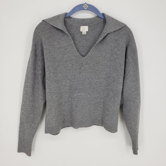 a new day Sweaters - 3/$25 528 A New Day V Neck Sweater S Gray Ribbed Collared Polo